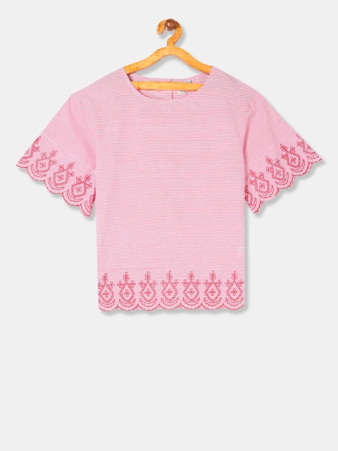 

Cherokee Girls Red & White Striped Pure Cotton Top