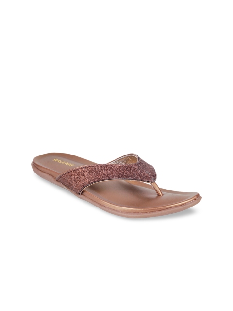 

WALKWAY by Metro Women Bronze-Toned Embellished Open Toe Flats