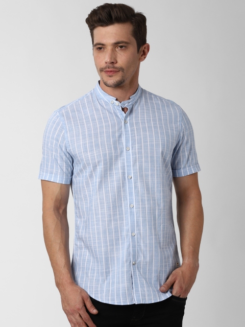 

Peter England Casuals Men Blue & White Slim Fit Striped Casual Shirt