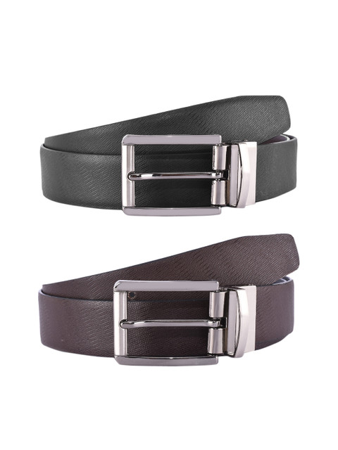 

BuckleUp Men Black & Brown Solid Leather Reversible Belt