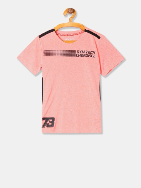 

Cherokee Boys Orange Printed Round Neck T-shirt
