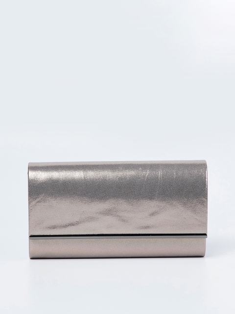 

CODE by Lifestyle Gunmetal-Toned Solid Clutch, Metallic