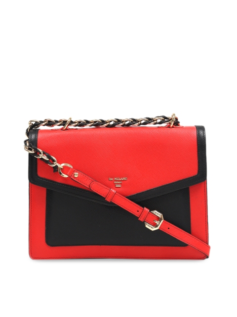 

Da Milano Black & Red Colourblocked Leather Sling Bag