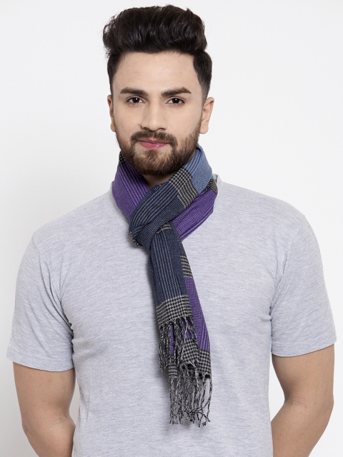 

Calvadoss Men Blue & Grey Checked Muffler