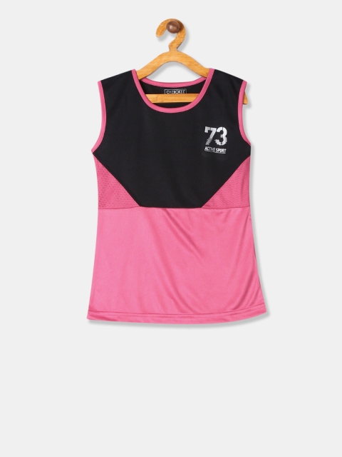 

Cherokee Girls Pink & Black Colourblocked Top