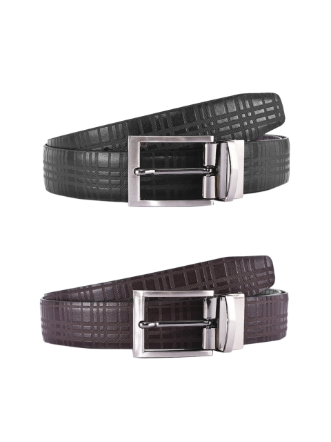 

BuckleUp Men Black & Brown Textured Leather Reversible Belt