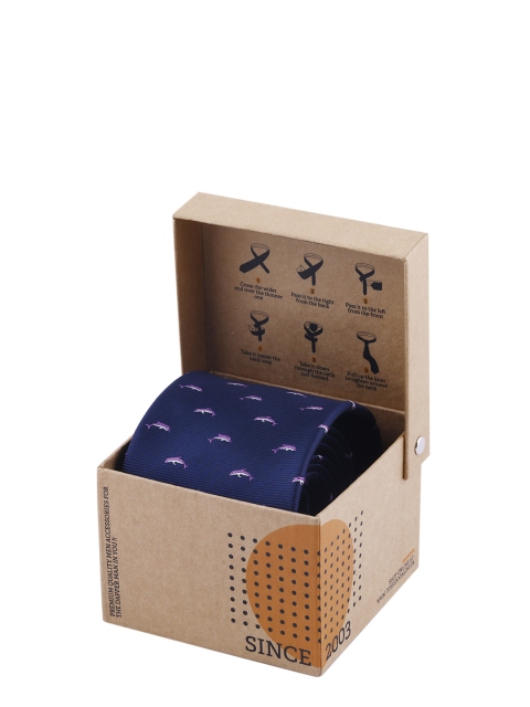 

Tossido Navy Blue Woven Design Broad Tie