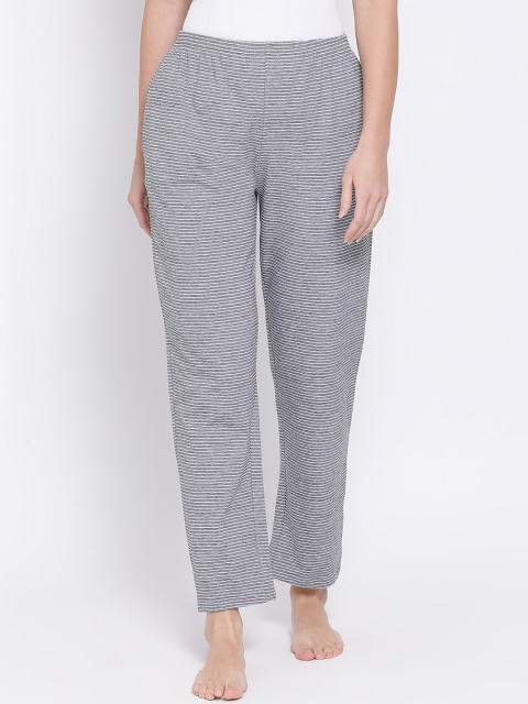 

Clovia Women Grey & White Striped Lounge Pants