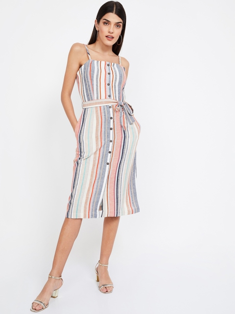 Ginger by Lifestyle Women Multicoloured Striped Sheath Dress, Multi