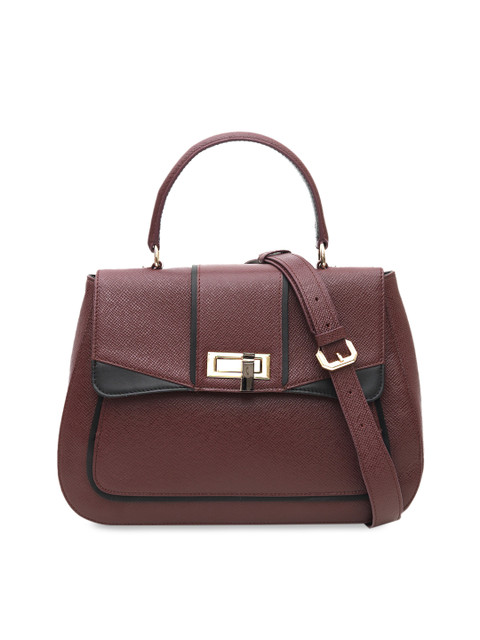 

Da Milano Burgundy Textured Leather Satchel