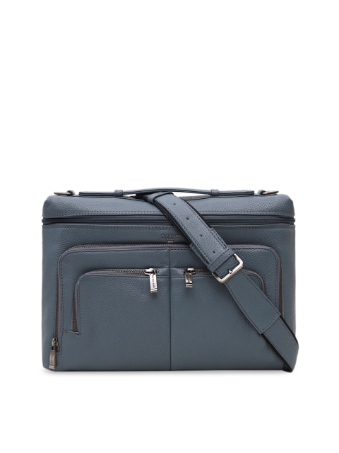 

Da Milano Unisex Blue Textured Leather Laptop Bag
