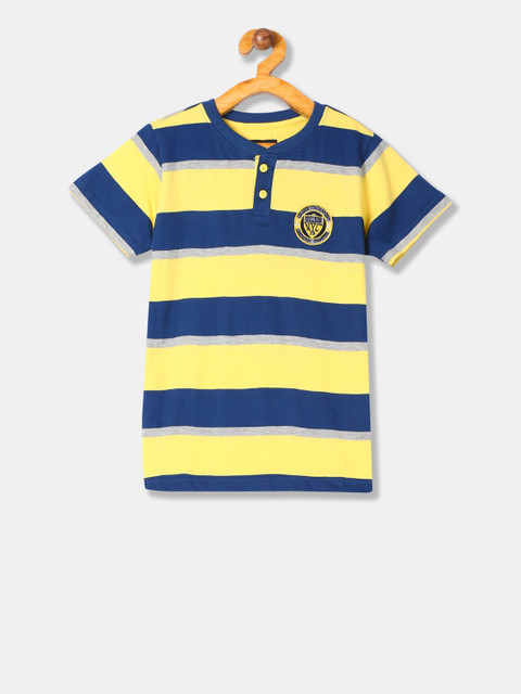 

Cherokee Boys Yellow & Blue Striped Henley Neck T-shirt