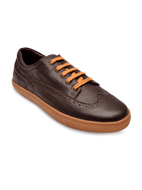 

BEAVER Men Coffee Brown Solid Lightweight Leather Brogues