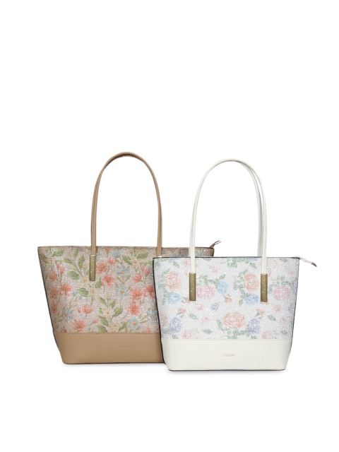 

ESBEDA Beige & White Printed Shoulder Bag