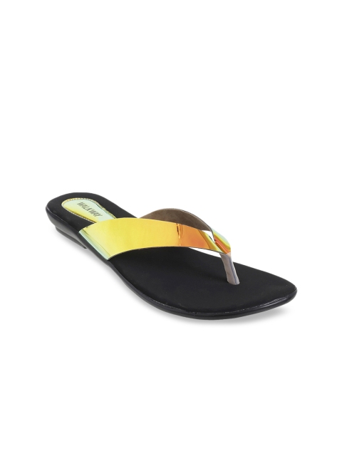 

WALKWAY Women Gold-Toned Solid Open Toe Flats
