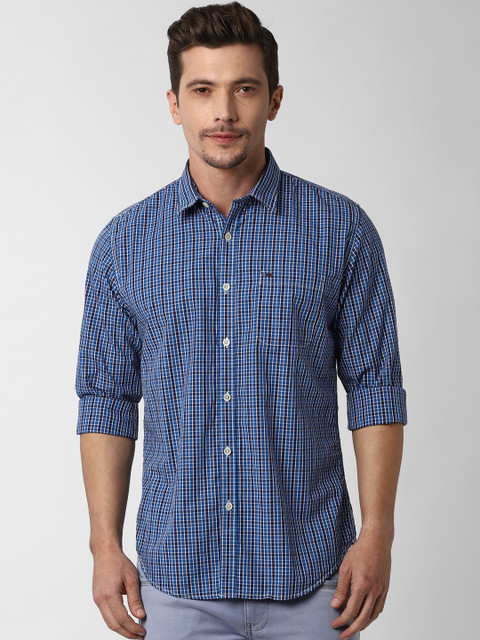

Peter England Casuals Men Navy Blue & Black Slim Fit Checked Casual Shirt