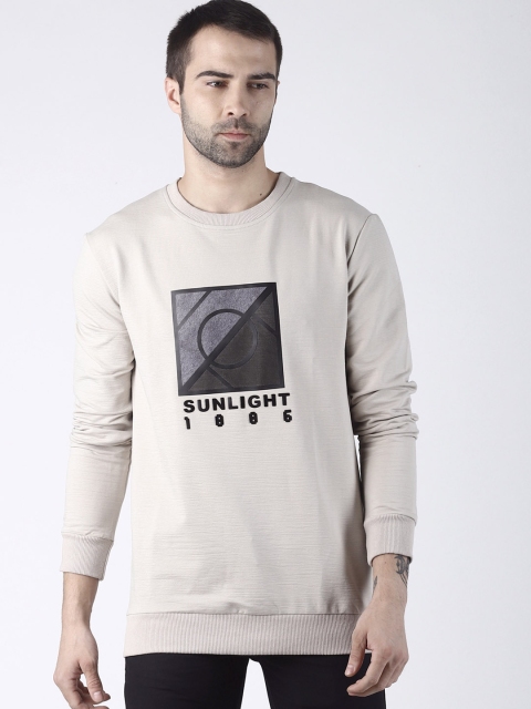 

Rex Straut Jeans Men Beige & Black Printed Sweatshirt