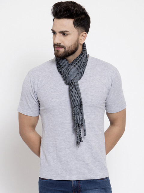 

Calvadoss Men Grey & Black Checked Muffler