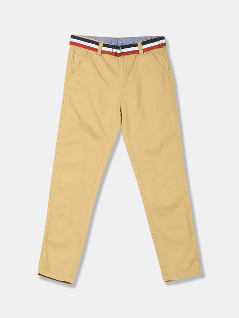 

Cherokee Boys Khaki Brown Regular Fit Solid Regular Trousers