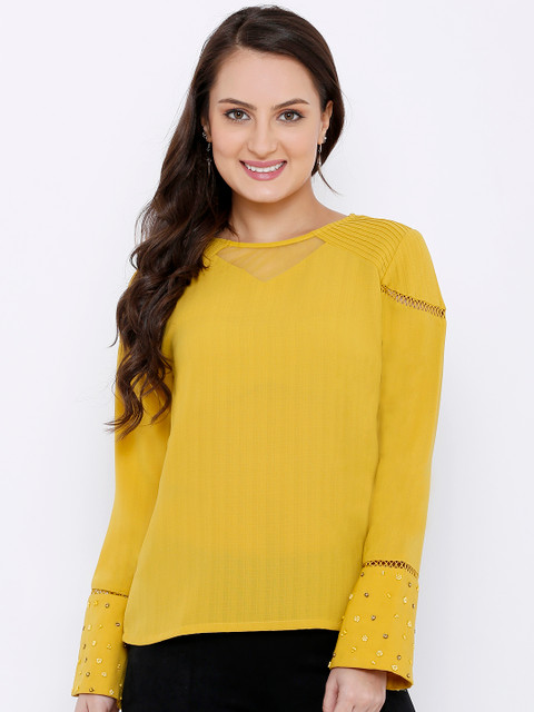 

Soie Women Yellow Embellished Top
