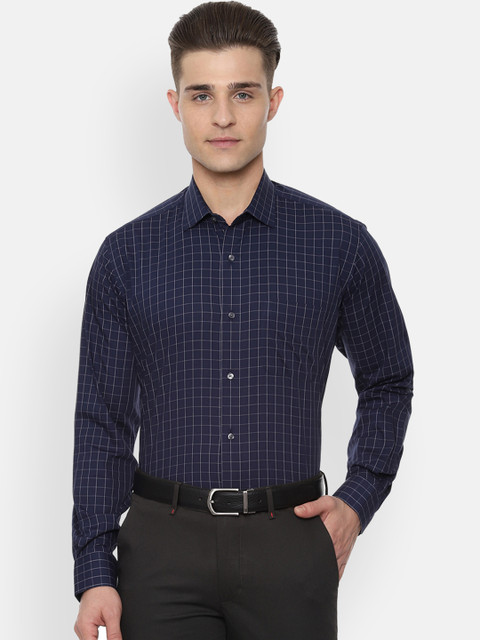 

Van Heusen Men Navy Blue & White Regular Fit Checked Formal Shirt