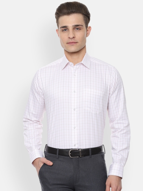 

Van Heusen Men White & Maroon Checked Regular Fit Formal Shirt