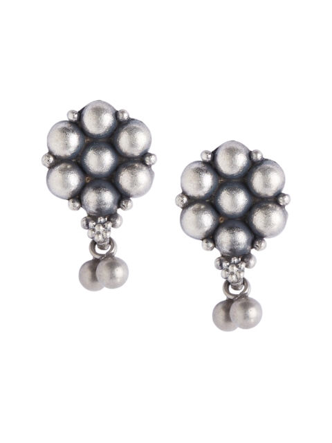 

ahilya Silver-Toned & Silver-Toned Oxidized Sterling Silver Classic Drop Earrings