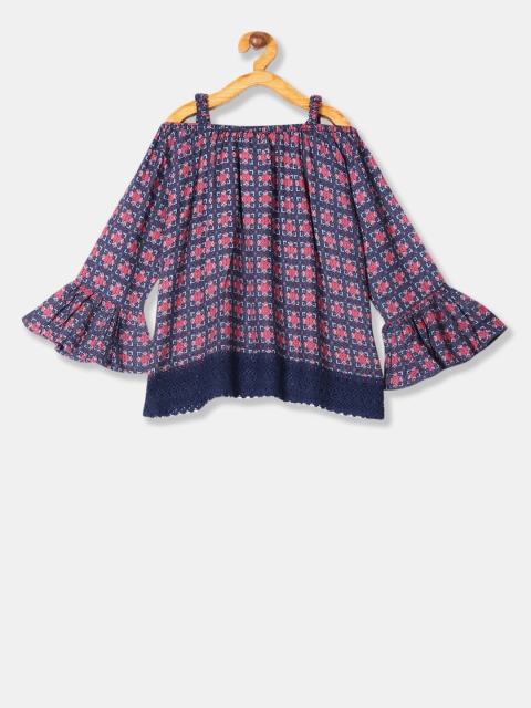

Cherokee Girls Navy Blue Printed Top