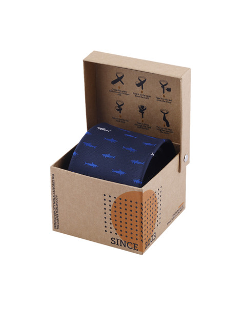 

Tossido Navy Blue Woven Design Broad Tie