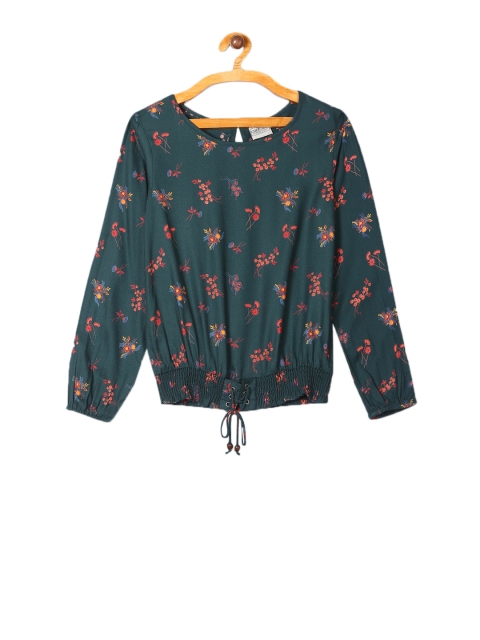 

Cherokee Girls Green Printed Blouson Top