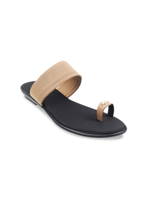 

WALKWAY Women Beige Solid One Toe Flats