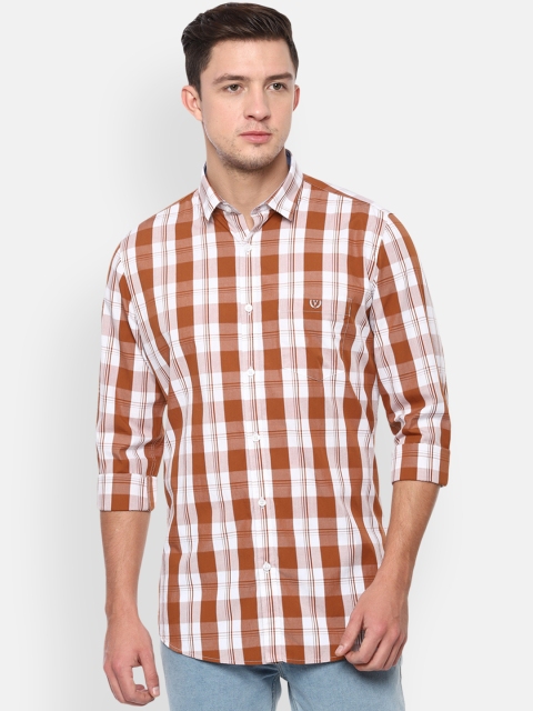 

Van Heusen Sport Men Brown & White Checked Slim Fit Casual Shirt