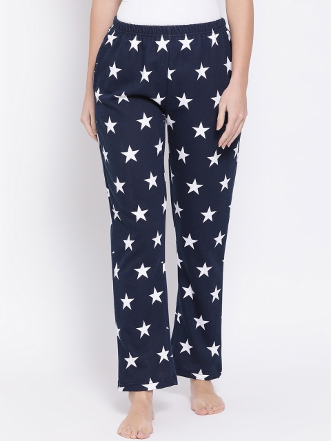 

Clovia Women Navy Blue & White Printed Lounge Pants