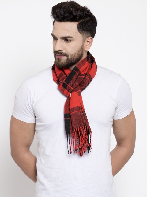 

Calvadoss Men Red & Black Checked Muffler