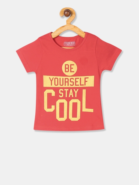 

Cherokee Girls Red Printed Round Neck T-shirt