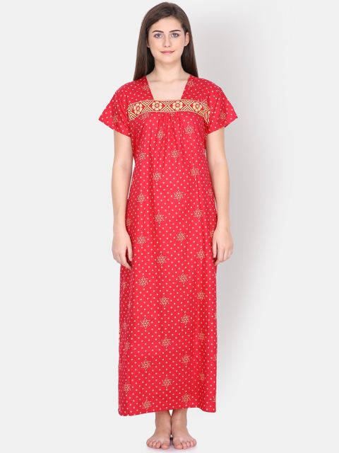 

Klamotten Red & Yellow Printed Nightdress