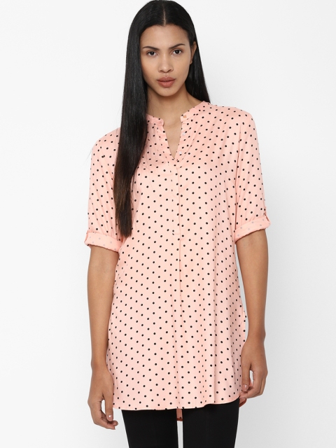 

Allen Solly Woman Peach-Coloured & Black Printed Tunic
