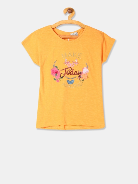 

Cherokee Girls Yellow Printed Top