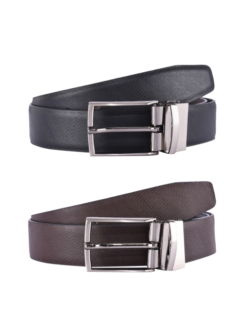 

BuckleUp Men Black & Brown Solid Leather Reversible Belt