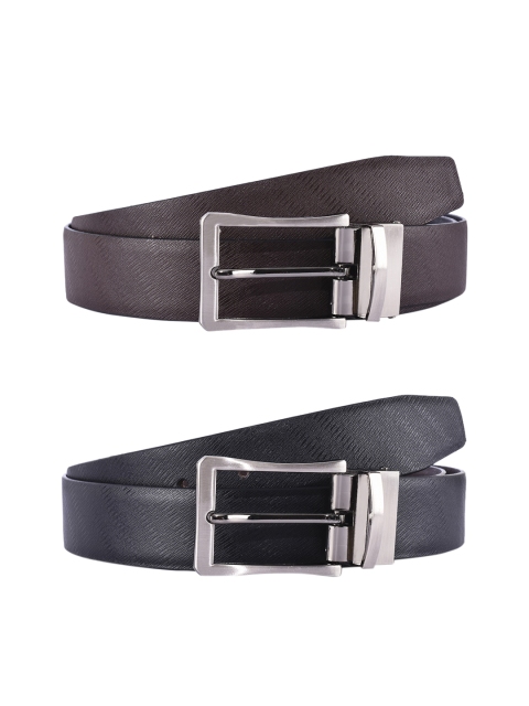 

BuckleUp Men Black & Brown Solid Leather Reversible Belt