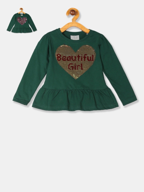 

Cherokee Girls Green Flippy Sequin Peplum Top