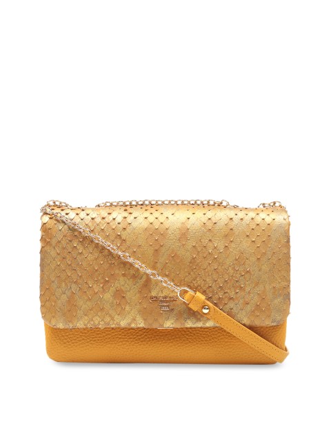 

Da Milano Mustard Yellow Textured Leather Sling Bag