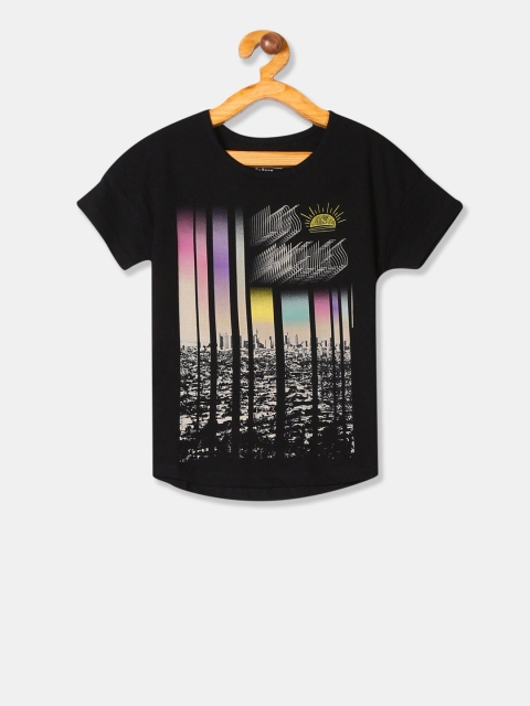 

Cherokee Girls Black Printed Round Neck T-shirt