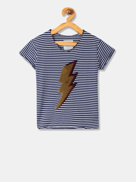 

Cherokee Girls Blue & White Striped Top