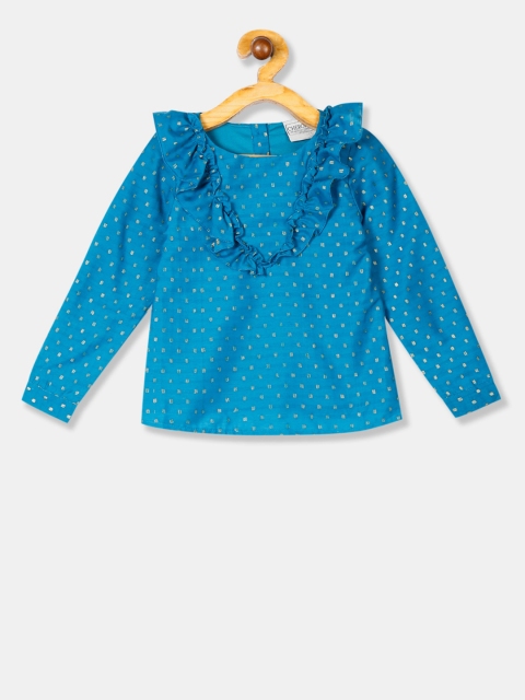 

Cherokee Girls Teal Blue Printed Top