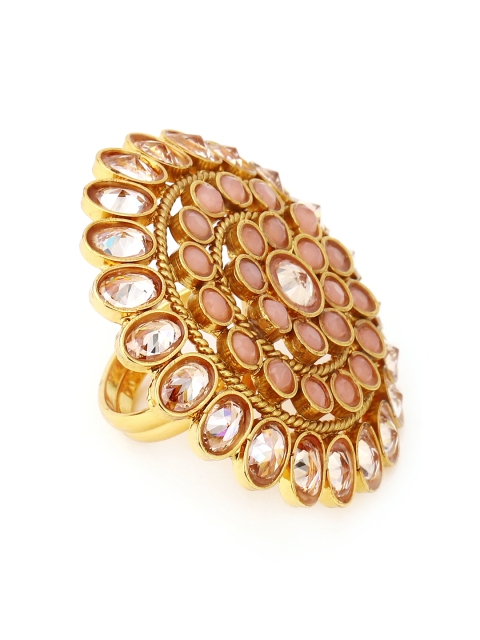

Rubans Women Gold-Plated & Brown Kundan Studded Handcrafted Finger Ring