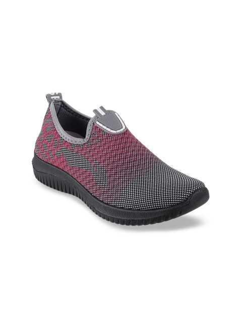 

WALKWAY Women Grey & Pink Slip-On Sneakers