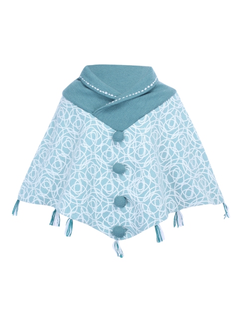 

CUTECUMBER Girls Blue Self Design Poncho Sweater