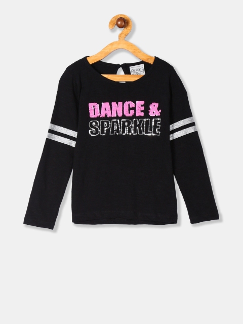 

Cherokee Girls Black Embellished Pure Cotton Top