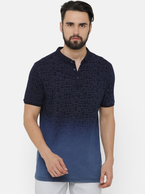 

COOL COLORS Men Blue Printed Polo Collar T-shirt